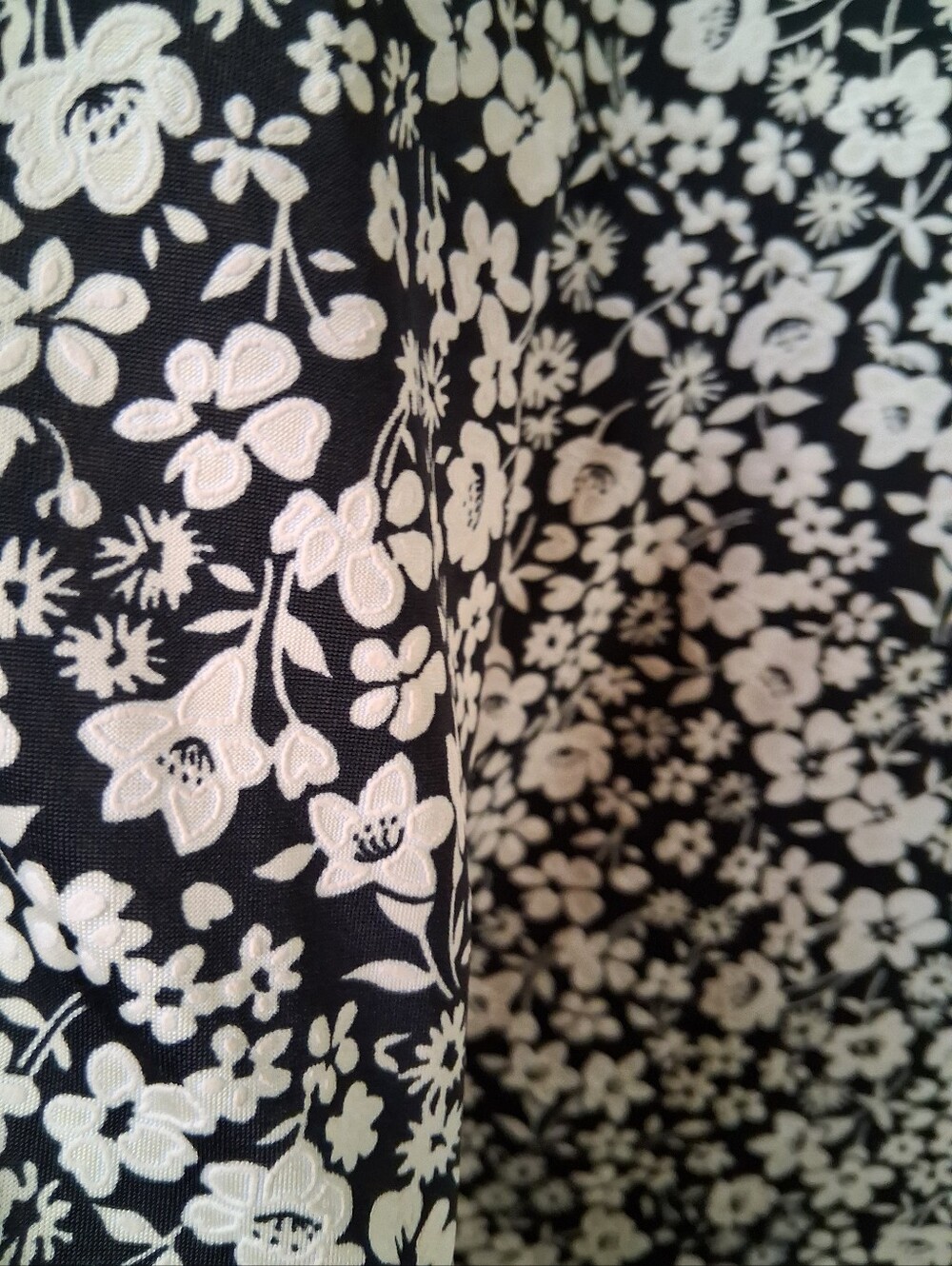Perceptions Black & White Ditsy Floral Empire Waist Midi Stretchy Dress SZ XL - Picture 4 of 7